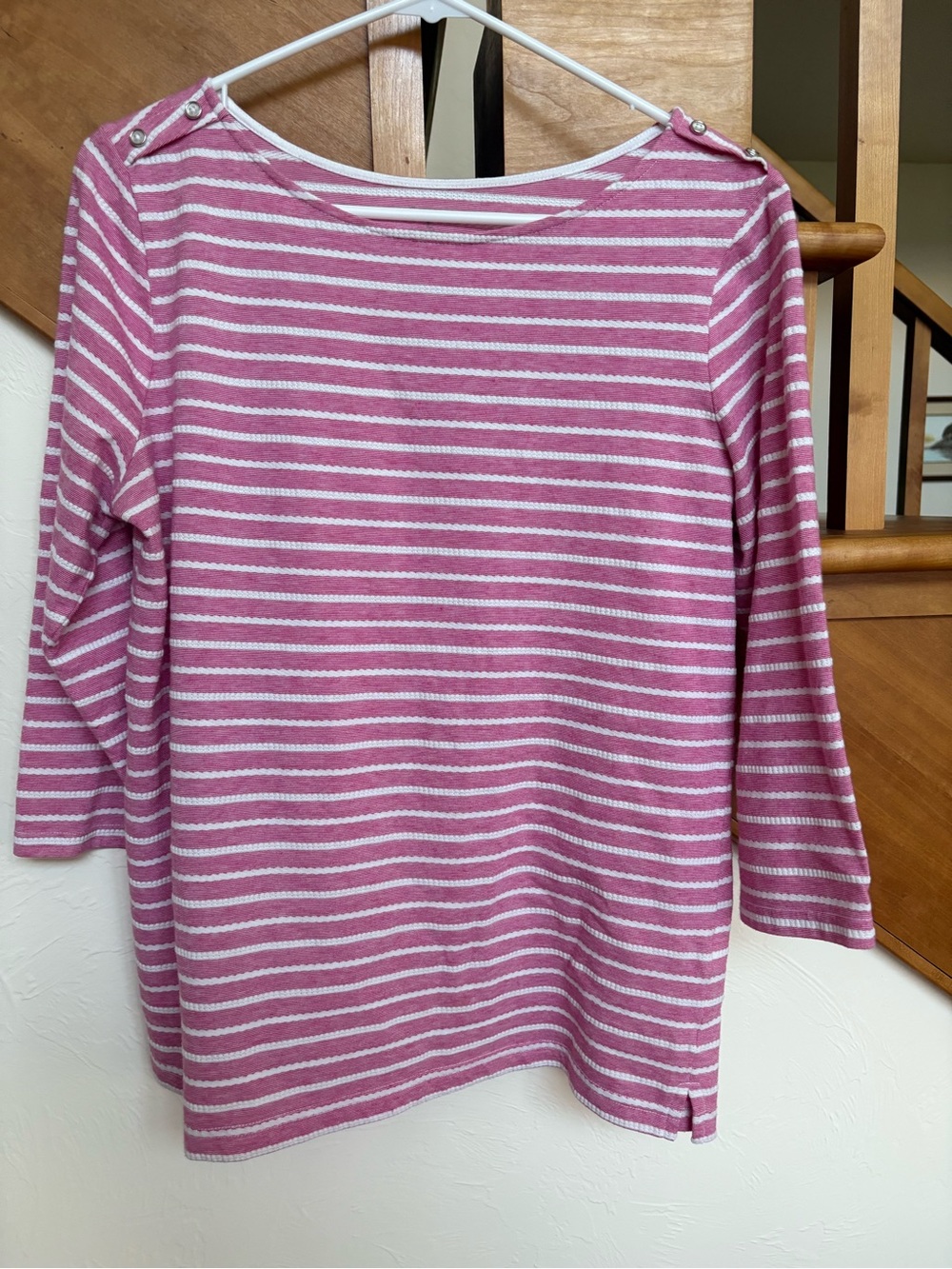 Striped Red & White Boatneck Women's Top